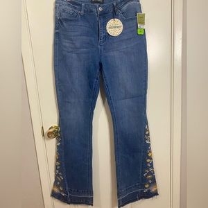 Ashley Mason Embroidered Detail Flare Jeans